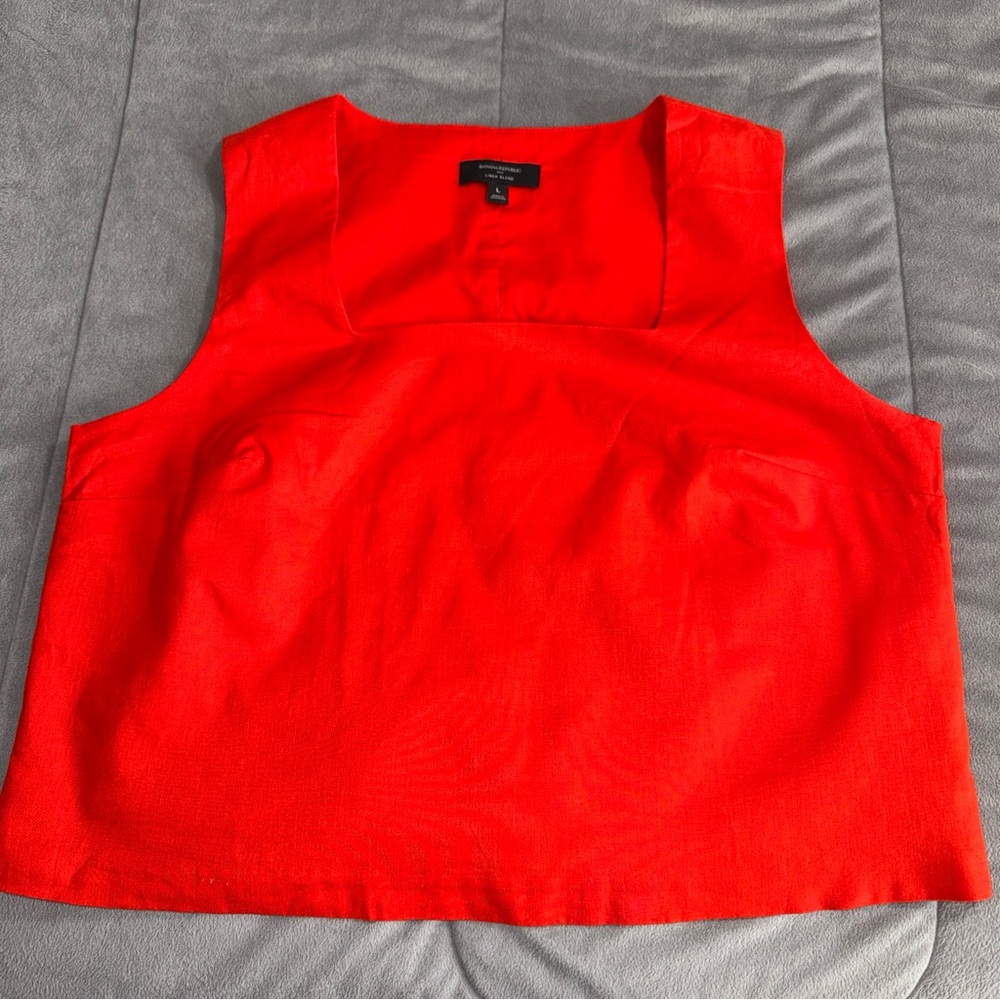Banana Republic Bright cotton & Linen Red Square-Neck Sleeveless Tank size L